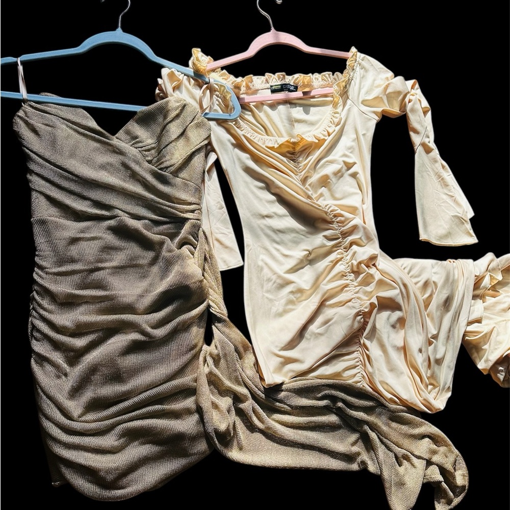Windsor Metallic Gold Ruched Dress Bundle